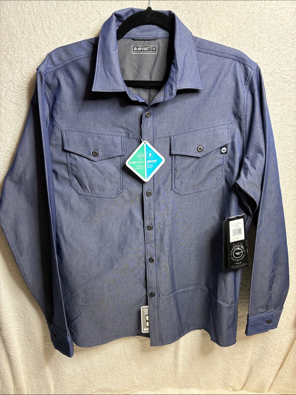 Hi-Tec Men's Long-Sleeve Work Shirt in Heather Blue